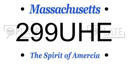 299UHE Massachusetts License Plate