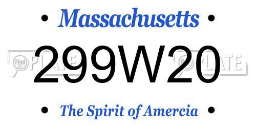 299W20 Massachusetts License Plate