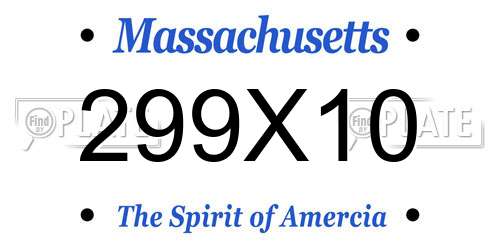 299X10 Massachusetts License Plate