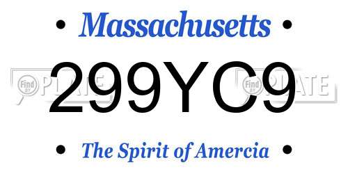 299YC9 Massachusetts License Plate