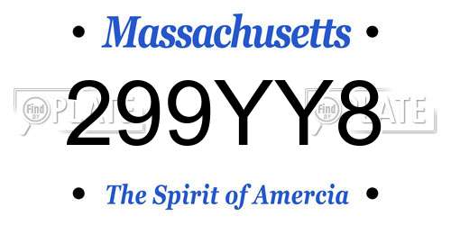 299YY8 Massachusetts License Plate