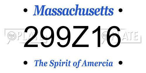 299Z16 Massachusetts License Plate