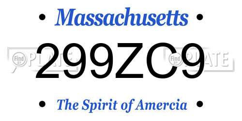 299ZC9 Massachusetts License Plate