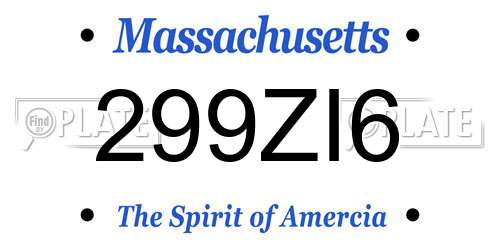 299ZI6 Massachusetts License Plate