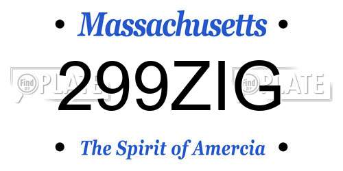 299ZIG Massachusetts License Plate