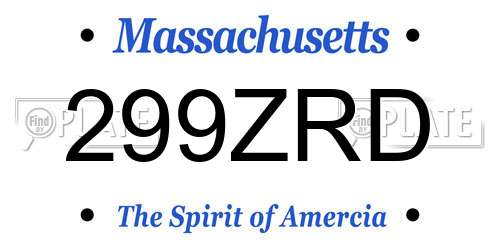 299ZRD Massachusetts License Plate