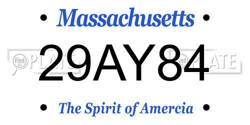 29AY84 Massachusetts License Plate