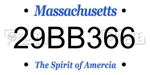 29BB366 Massachusetts License Plate
