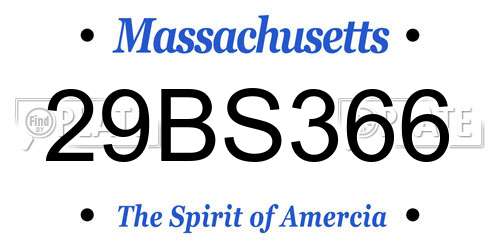 29BS366 Massachusetts License Plate