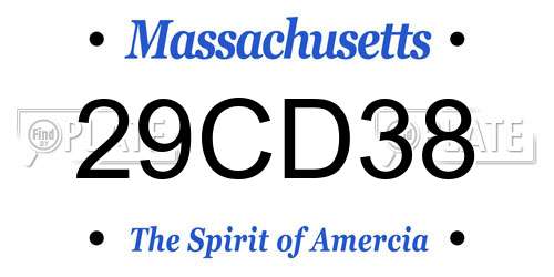 29CD38 Massachusetts License Plate