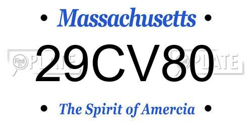 29CV80 Massachusetts License Plate