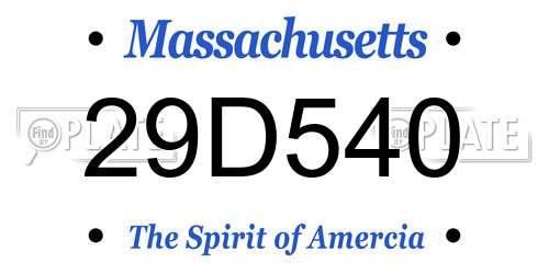 29D540 Massachusetts License Plate