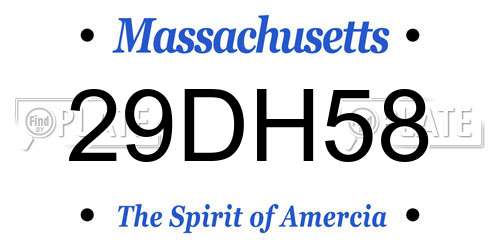 29DH58 Massachusetts License Plate