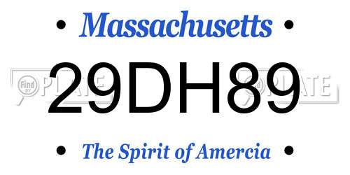 29DH89 Massachusetts License Plate