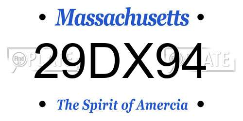 29DX94 Massachusetts License Plate