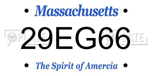 29EG66 Massachusetts License Plate