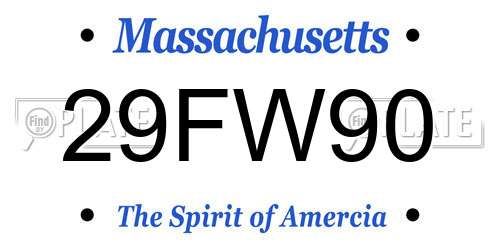 29FW90 Massachusetts License Plate