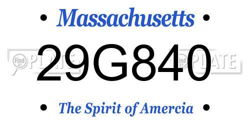 29G840 Massachusetts License Plate