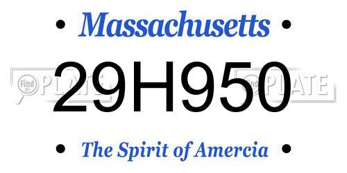 29H950 Massachusetts License Plate