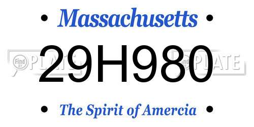 29H980 Massachusetts License Plate