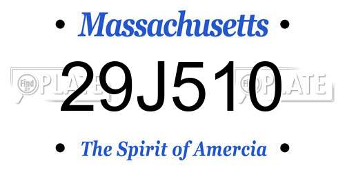 29J510 Massachusetts License Plate
