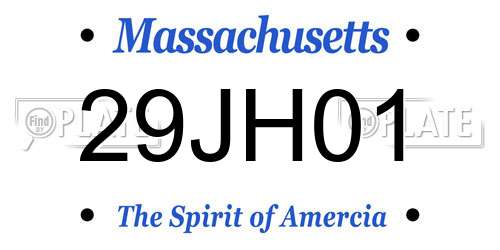 29JH01 Massachusetts License Plate