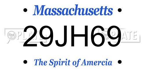 29JH69 Massachusetts License Plate