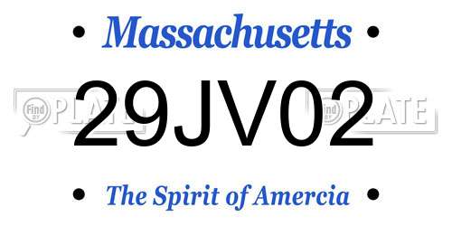 29JV02 Massachusetts License Plate