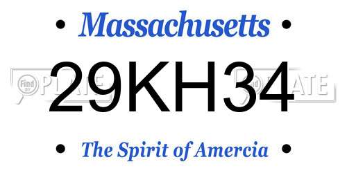 29KH34 Massachusetts License Plate