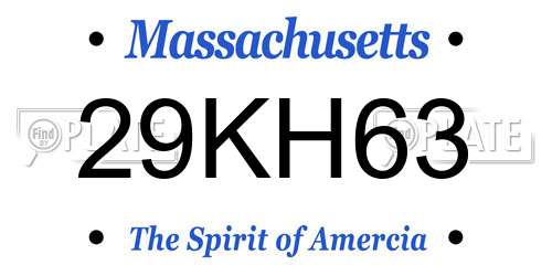 29KH63 Massachusetts License Plate