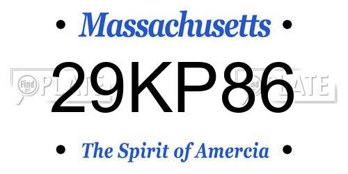 29KP86 Massachusetts License Plate