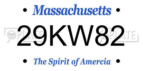 29KW82 Massachusetts License Plate