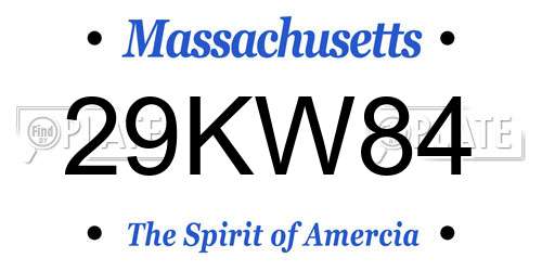 29KW84 Massachusetts License Plate