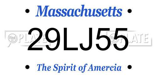 29LJ55 Massachusetts License Plate