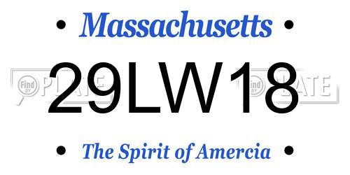 29LW18 Massachusetts License Plate