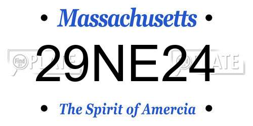 29NE24 Massachusetts License Plate