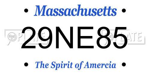 29NE85 Massachusetts License Plate