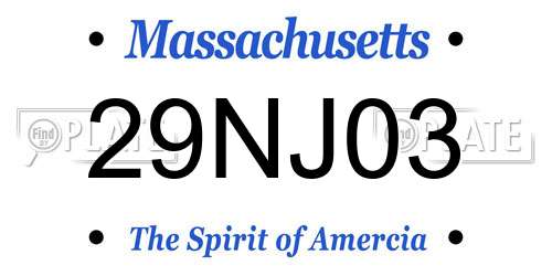 29NJ03 Massachusetts License Plate