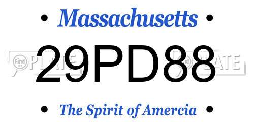 29PD88 Massachusetts License Plate