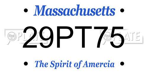 29PT75 Massachusetts License Plate
