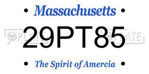 29PT85 Massachusetts License Plate
