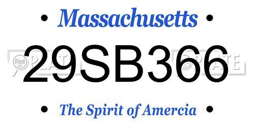29SB366 Massachusetts License Plate