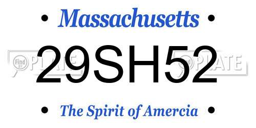 29SH52 Massachusetts License Plate