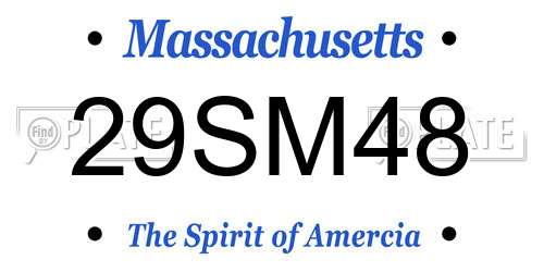 29SM48 Massachusetts License Plate