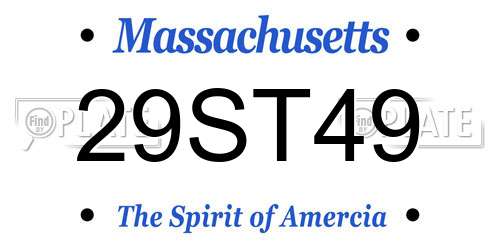 29ST49 Massachusetts License Plate