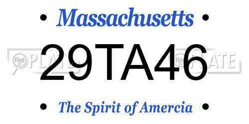 29TA46 Massachusetts License Plate