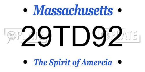 29TD92 Massachusetts License Plate