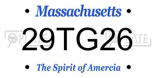 29TG26 Massachusetts License Plate