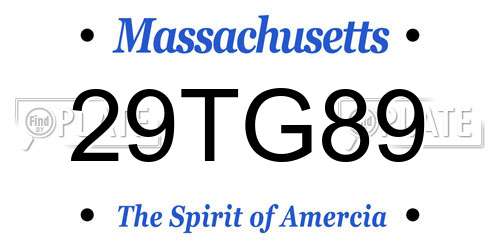 29TG89 Massachusetts License Plate