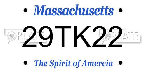 29TK22 Massachusetts License Plate